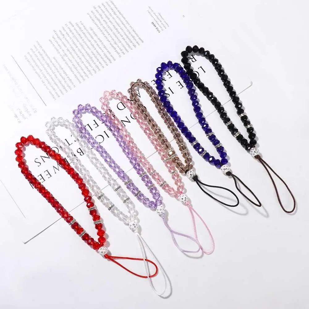 Beads Wrist Strap Hand Wrist Lanyard Phone Charm Mobile Phone Chain Crystal Phone Straps Mobile Phone Straps Phone Lanyards