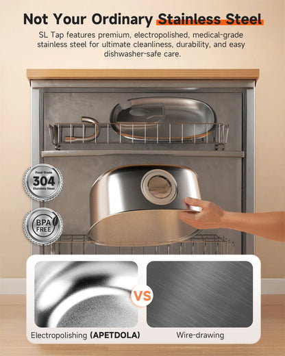 Apetdola 7L/236oz Dog Water Fountain Stainless Steel Dog Water Bowl Automatic Pet Drinker Water Dispenser for Multiple Pets