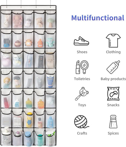 35 Pocket Wall-mounted Sundries Shoe Organiser Closet Storage Shoe Rack Mesh Pocket Clear Hanging Over The Door Shoe Organizers