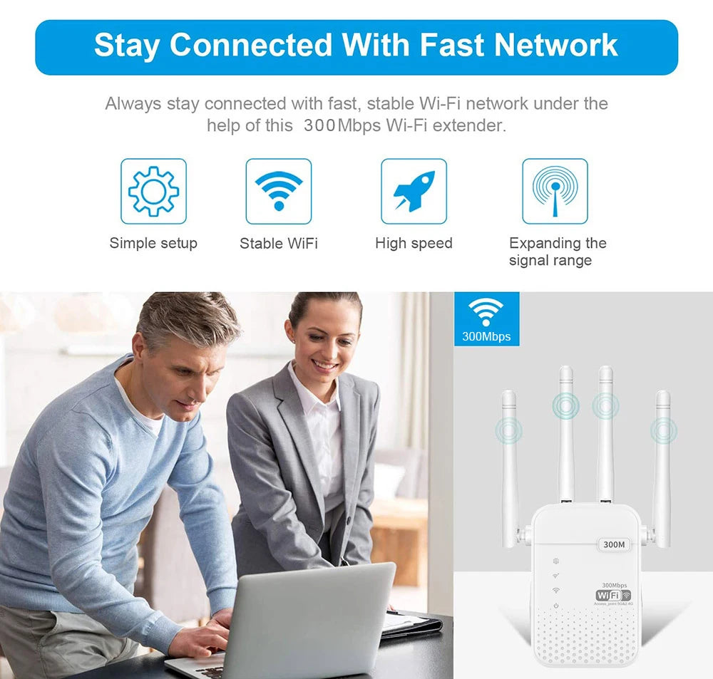 300Mbps Wireless WiFi Repeater 2.4G Signal Router 802.11N Long Range Wireless WiFi Extender Amplifier WIFI Booster
