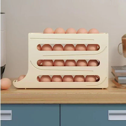 4 Tier Egg Storage Box Organizer Refrigerator Rolling Egg Organizer Holder Fridge Storage Organizer Food Container Egg Dispenser