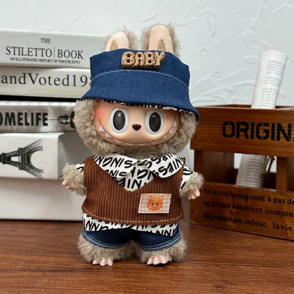 Cute Labubu Doll Costume 17 Cm Labubu Clothes Rubber-Coated Figurines Overalls Baby Dresses Summer Labubu Outfits Holiday Gift