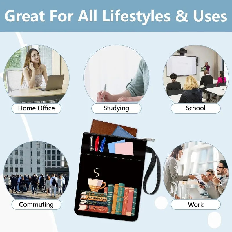 1 pc Book Sleeve Coffee Book Covers Book Pattern Black Book Protector for Paperbacks Washable Fabric Cloth Book Cover