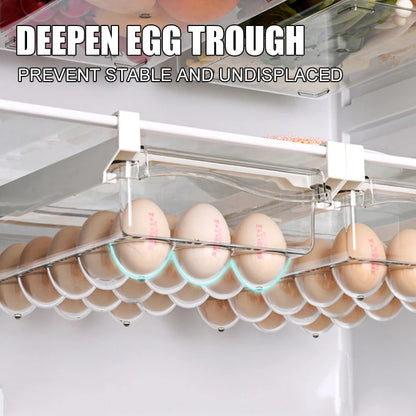 Kitchen Fruit Food Egg Storage Box Fridge Organizer Slide Under Shelf Drawer Box Rack Holder Refrigerator Crisper Keeping Flash