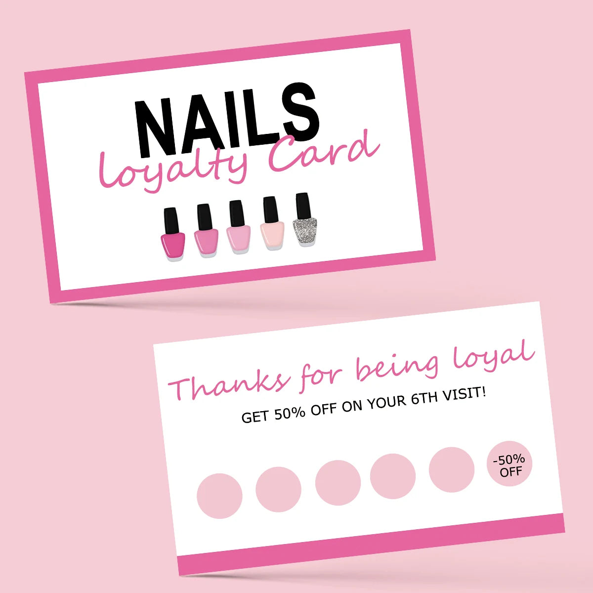 50pcs Nails Business Card  Press On Nail Loyalty Card Board Nail Discount Card Board Nails Accessories Tools