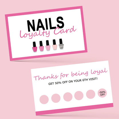 50pcs Nails Business Card  Press On Nail Loyalty Card Board Nail Discount Card Board Nails Accessories Tools