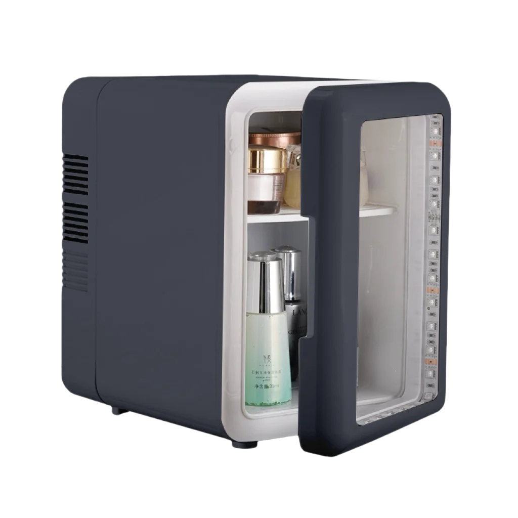 Grey Color Transparent Door Counter Drinks Cooler Freezer Table Top Small Mute Fridge Free Standing 4L Mini Fridge for Room