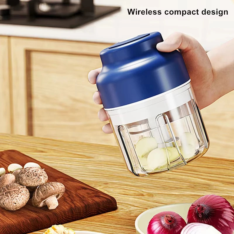320ML Electric Garlic Chopper 6 Blades Garlic Grinder Mini Vegetable Chopper Meat Mincer Portable Veggie Chopper Garlic Mincer