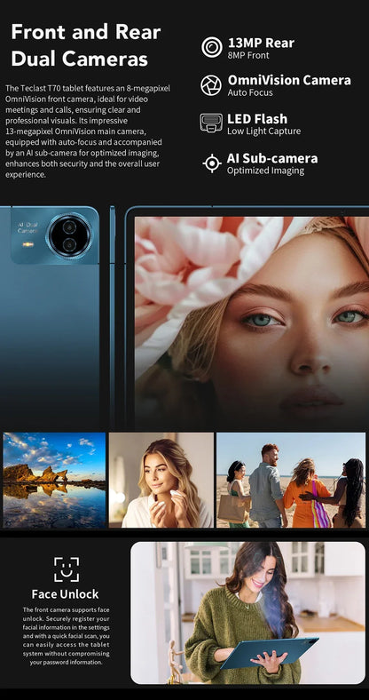 Teclast T70 Tablet MTK G99 Octa-Core 14inch FHD IPS Display 8GB RAM 256GB ROM Android 14 WIFI5G 10000mAh 13MP+8MP 4G Dual SIM