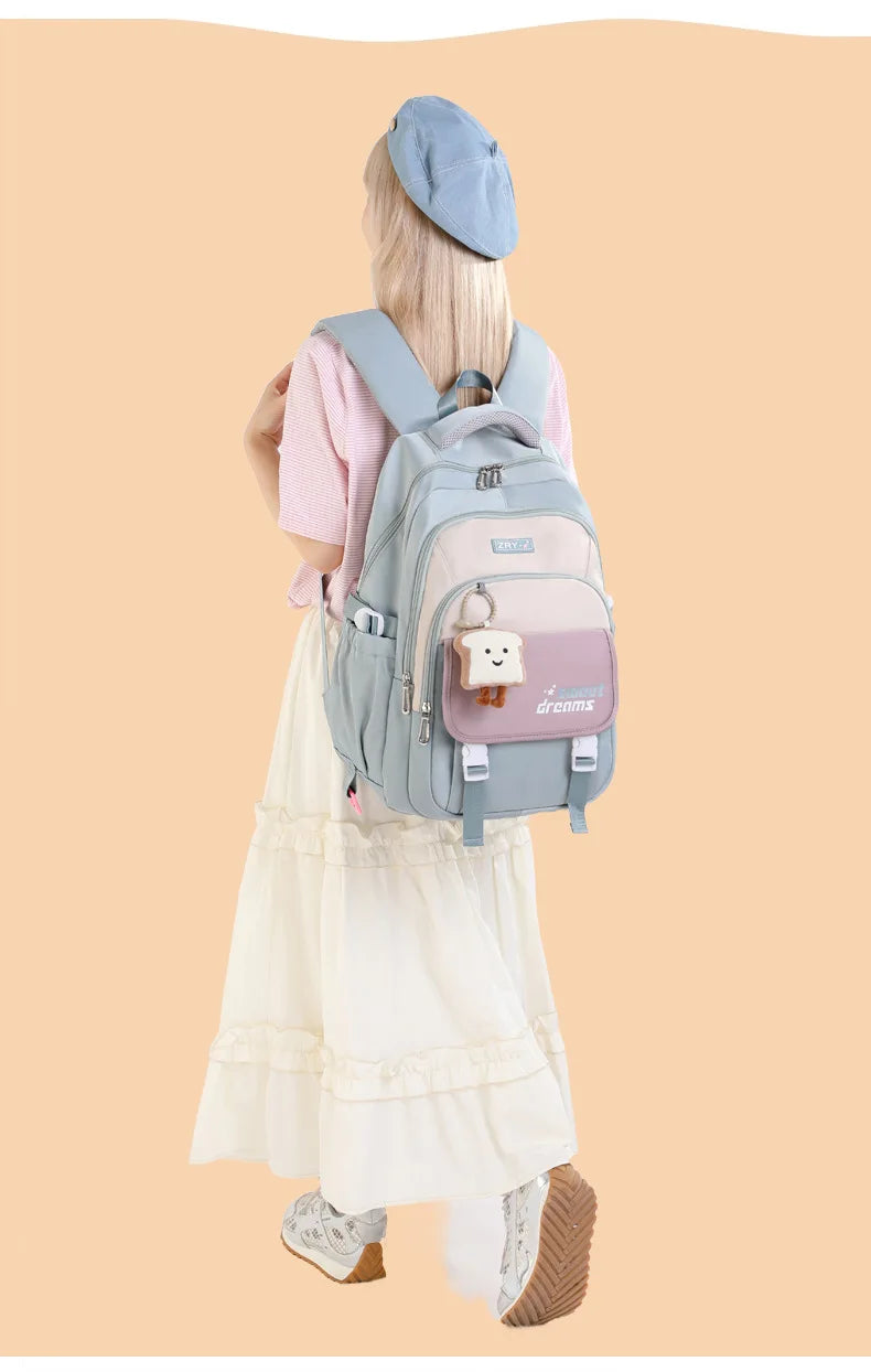 Girls Backpack for School Kawaii Bookbag for Teenage Multiple Pockets School Bag for Primary Elementary Middle School, Age 6-14