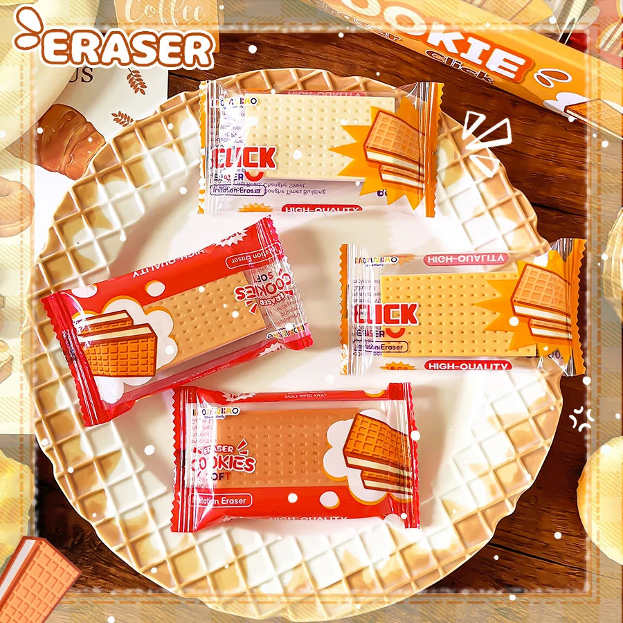 Aesthetic stationery back to school supplies Kawaii Stationery items cookie Erasers rubber school stationery accessories