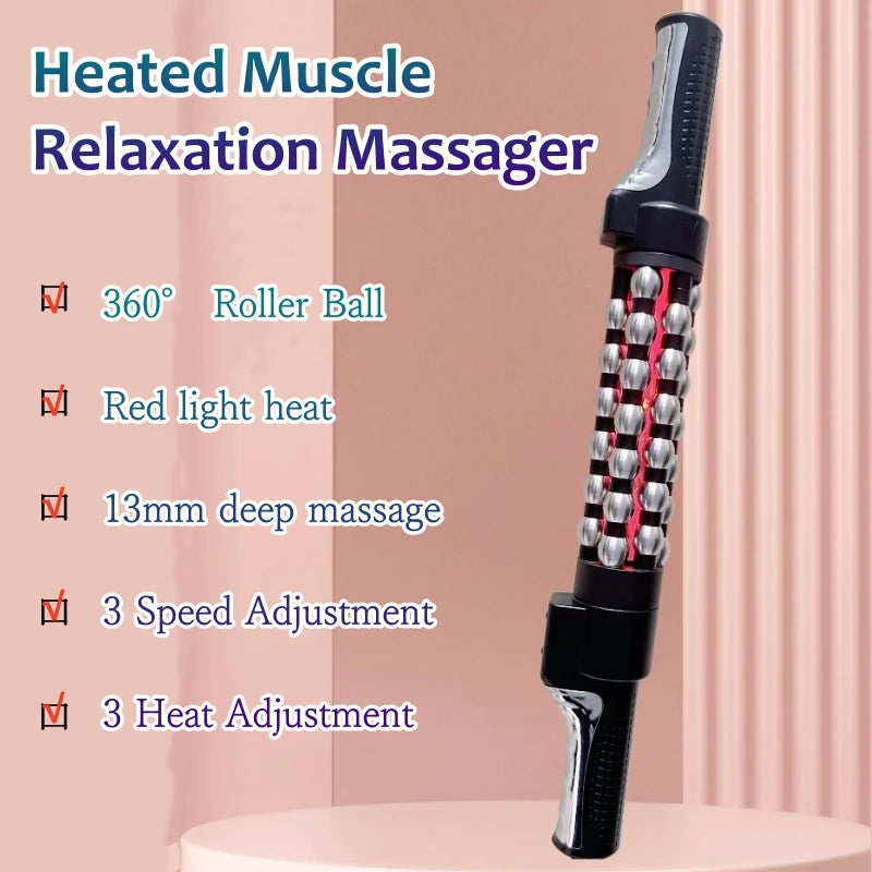 Relaxed Red Light Heated Massage Device 36W Roll Massager 360 Rotating Inner Ball Roller For Whole Body Anti Cellulite