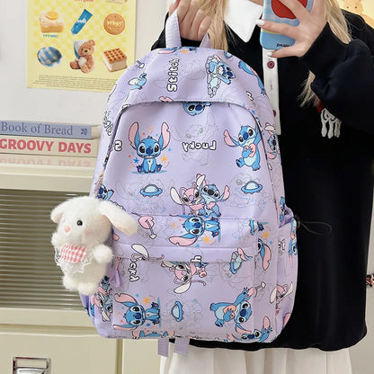 New Student Backpacks Stitch Printed Schoolbags Trendy Backpacks Large-capacity Lightweight Student Casual Bags Anime Schoolbags