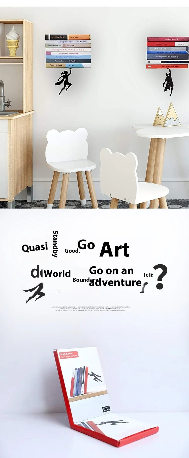 Creative Superman Metal Bookshelf Book Stand Creative Book Block Book Shelves Book Shelves Desk Book Storage Decorative Gift