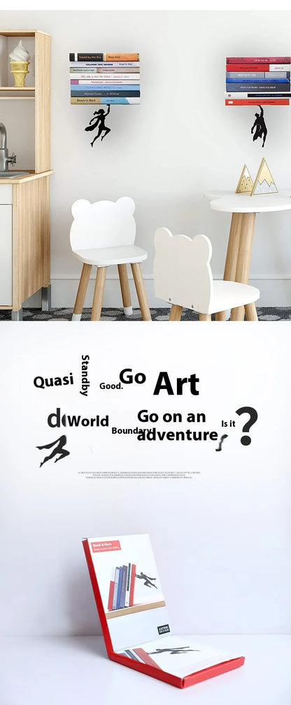 Creative Superman Metal Bookshelf Book Stand Creative Book Block Book Shelves Book Shelves Desk Book Storage Decorative Gift