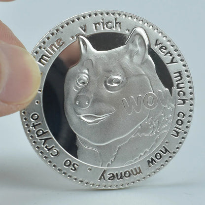 Gold Plated Wow DogeCoin Gold Silver Plated Commemorative WOW Coins Pattern Dog Metal Coins