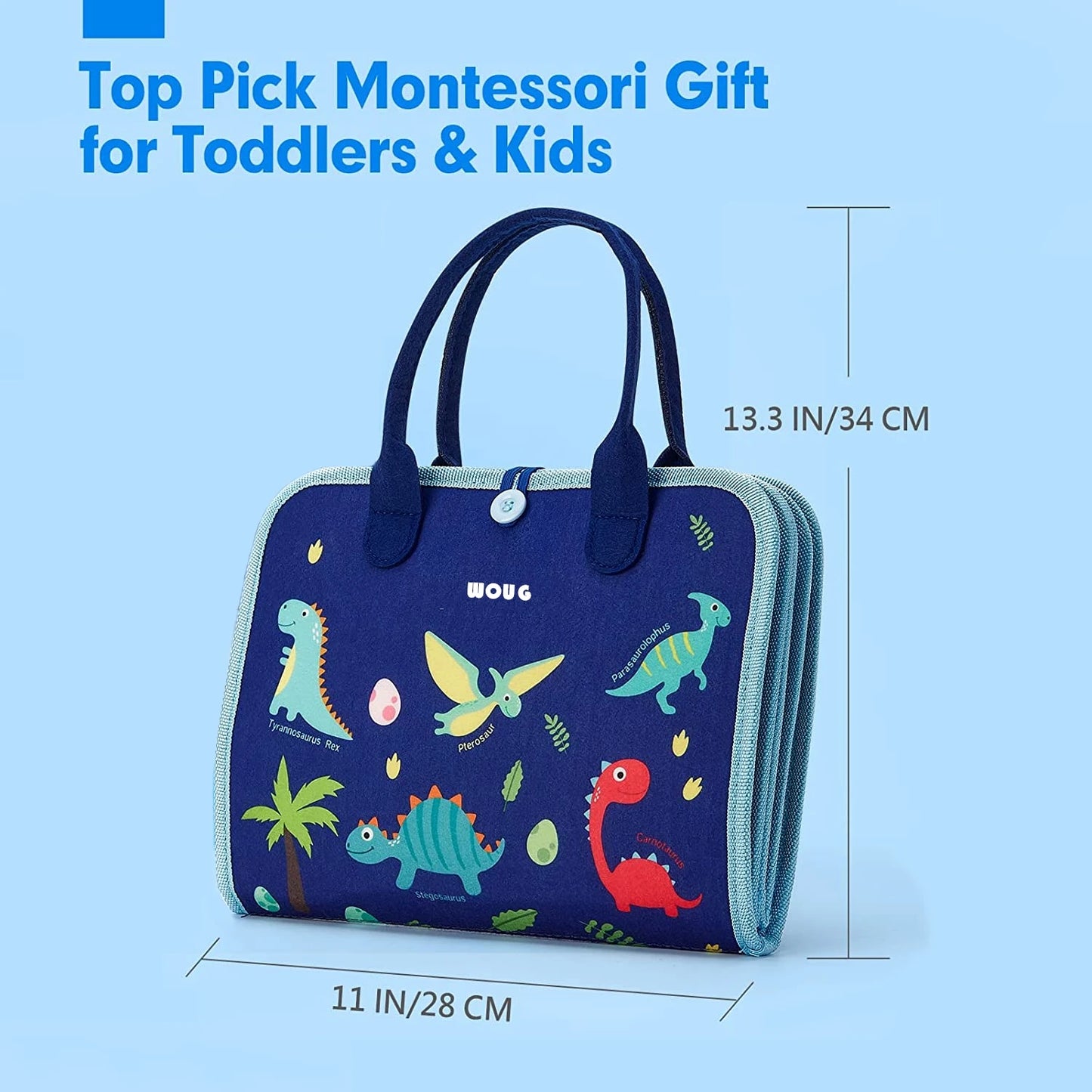 Toddlers Travel Busy Board for Boys Girls Montessori Toys for 2+ Year Old Preschool Learning Life Skill, Alphabet, Number, Shape