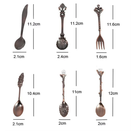 6pcs Set Ice Cream Spoon Jam Spoon Dessert Spoon Zinc Alloy Coffee Spoon Tableware Kitchen Uten Vintage Palace Coffee Spoon