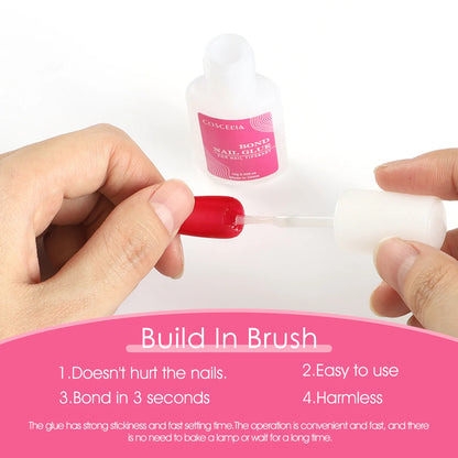 COSCELIA 10G Nail Glue False Nail Tips Glue Clear Color Nails Tools