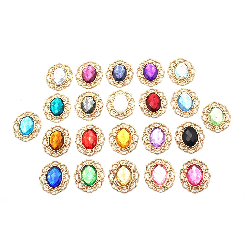 10Pcs 25*30MM Alloy Acrylic Flower Plate Accessories DIY Wedding Clothes Hair Accessories Invitations Decorative Accessories