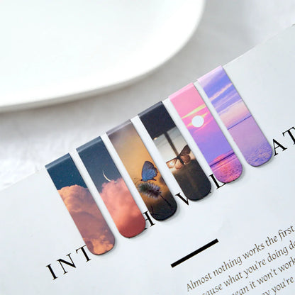 2 pcs Creative scenic magnetic bookmark Student decorative book holder reading accessories Student office Supplies