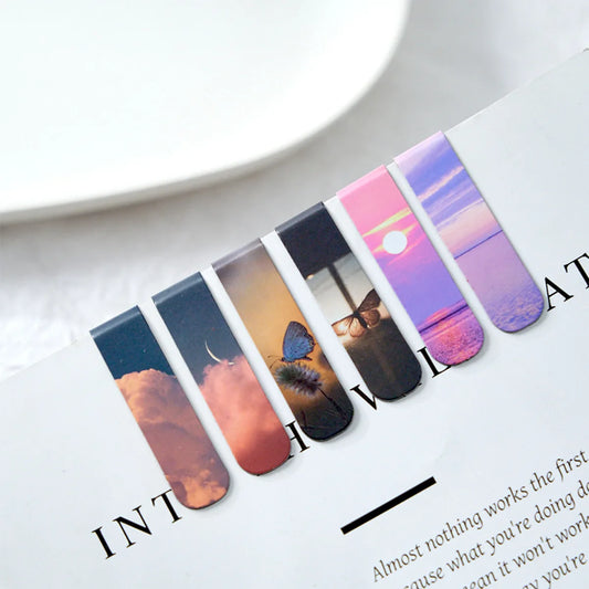 2 pcs Creative scenic magnetic bookmark Student decorative book holder reading accessories Student office Supplies