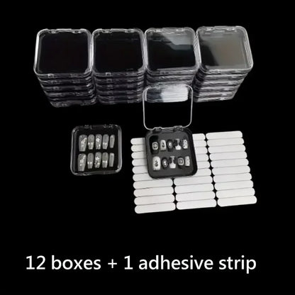 20pcs Press On Nail Packaging Boxes With Double Sided Adhesive Nail Tape Acrylic Press On Nail Storage Box in 4 Colors For Nail