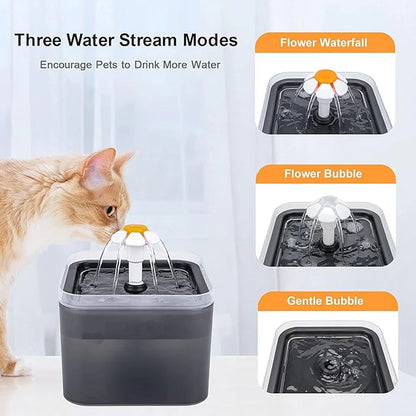 Cat Water Fountain, 67oz/2L Automatic Cat Drinking Fountain, Pet Water Fountain with LED Light and Filter for Cats and Small Dog