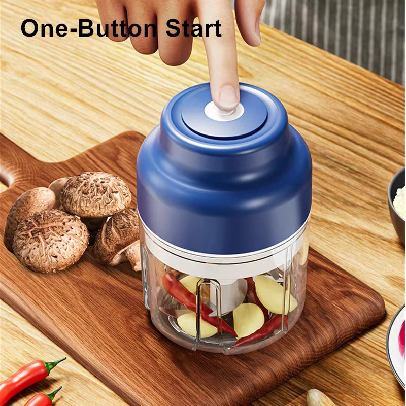 320ML Electric Garlic Chopper 6 Blades Garlic Grinder Mini Vegetable Chopper Meat Mincer Portable Veggie Chopper Garlic Mincer