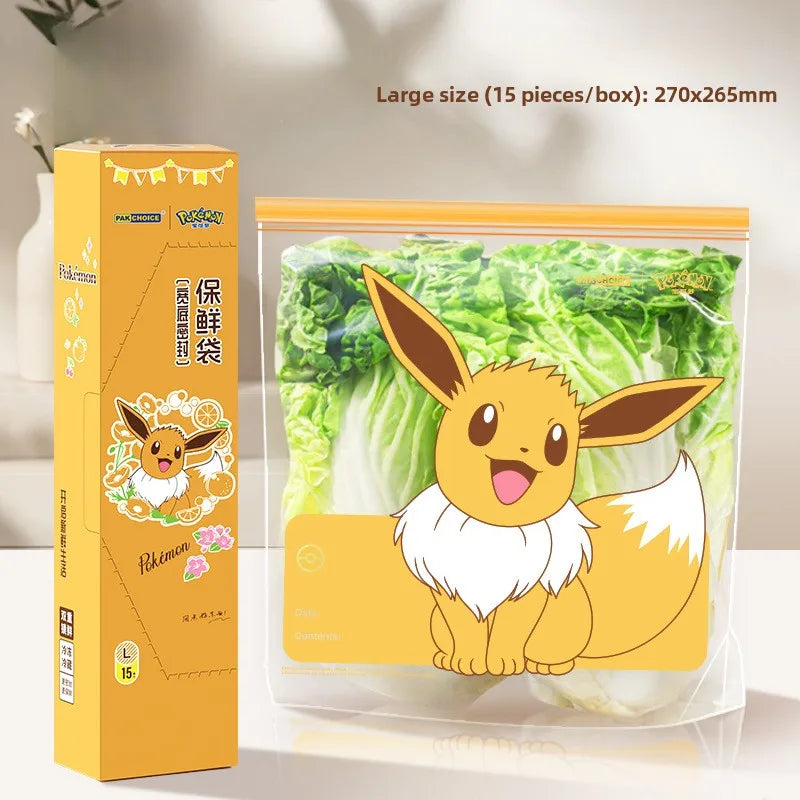 Pokemon Pikachu Reusable Storage Bag Food Transparent Sealed Bag with Zipper Sealing Plastic Container Travel Accessories Gift
