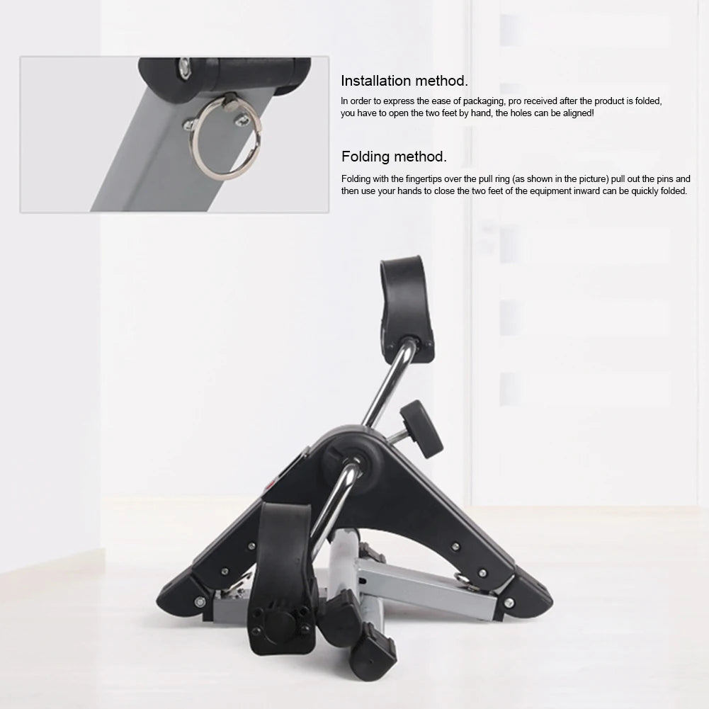 Mini Exercise Bike Folding Pedal Exerciser with LCD Display Adjustable Resistance Multifunctional Home Office Fitness Equipment