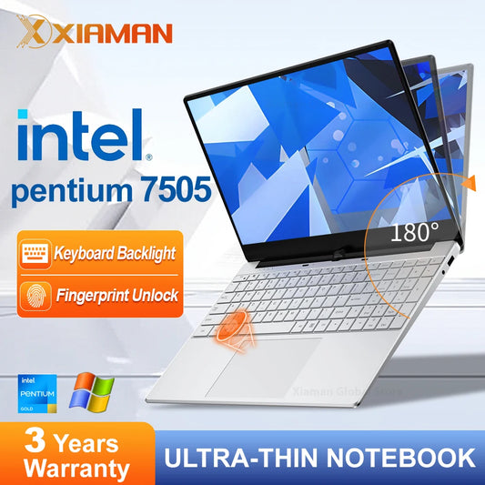15.6 inch Laptop Computer intel Pentium 7505 Dual Core Laptops Windows 11 Pro Portable PC Gamer Notebook with Fingerprint Unlock