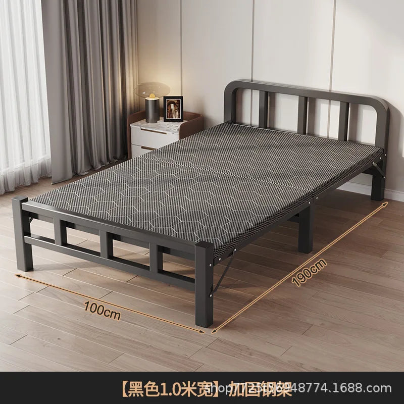 Folding single bed household simple bed office nap artifact marching bed dormitory lunch break small bed adult iron bed