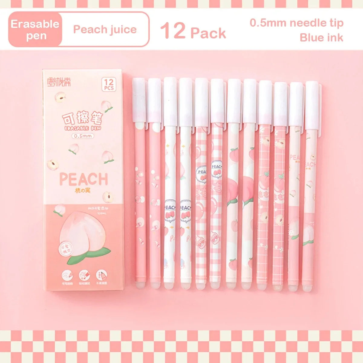 12PC 0.5mm Syringe Erasable Pen Korean Stationery Simple Kawaii Writing Pen Student Stationery Cultural and Educational Supplies