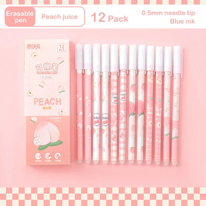 12PC 0.5mm Syringe Erasable Pen Korean Stationery Simple Kawaii Writing Pen Student Stationery Cultural and Educational Supplies