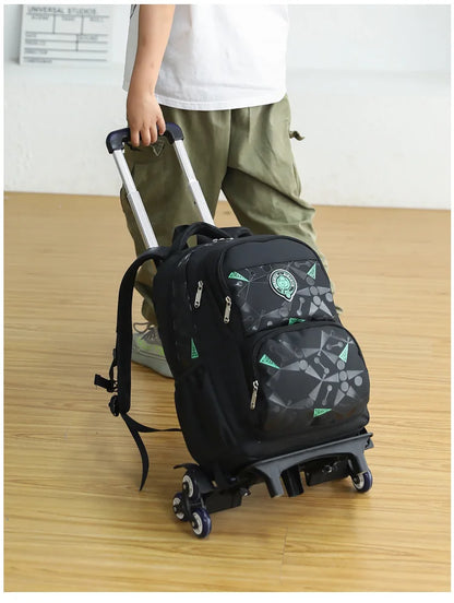 School Rolling Backpacks School bags for Boys Trolley bag with Wheels Waterproof Orthopedic School Bag Student Wheeled Backpack