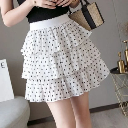 Skirts for Women Pleat Chiffon Womens Skirt Dots Clothing Mini Pleated Ruffle Short White Modest Aesthetic Harajuku A Line Cheap
