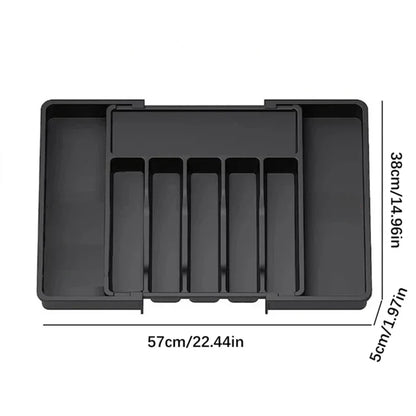 Storage artifact Expandable Cutlery Drawer Organizer, Adjustable Kitchen Utensil Tray Set, Compartment Flatware Storage Divider