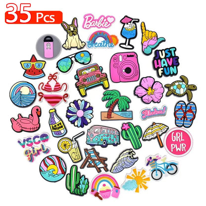 35/30 Pcs Shoe Charms for Crock Clogs Cute Cartoon Shoe Charms Lovely Shoe Accessories Summer Fashion Shoe Charms