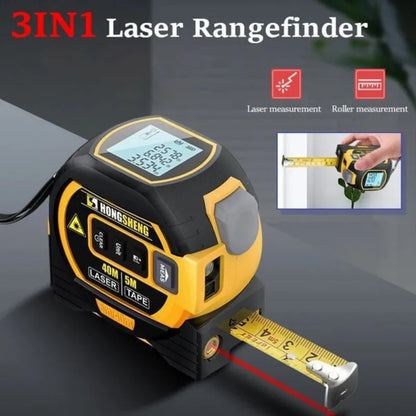 Laser Tape Measure 3In1 Digital Tape Measure 40/60M High Infrared Precision Rangefinder Steel Measuring with Large Display Tool