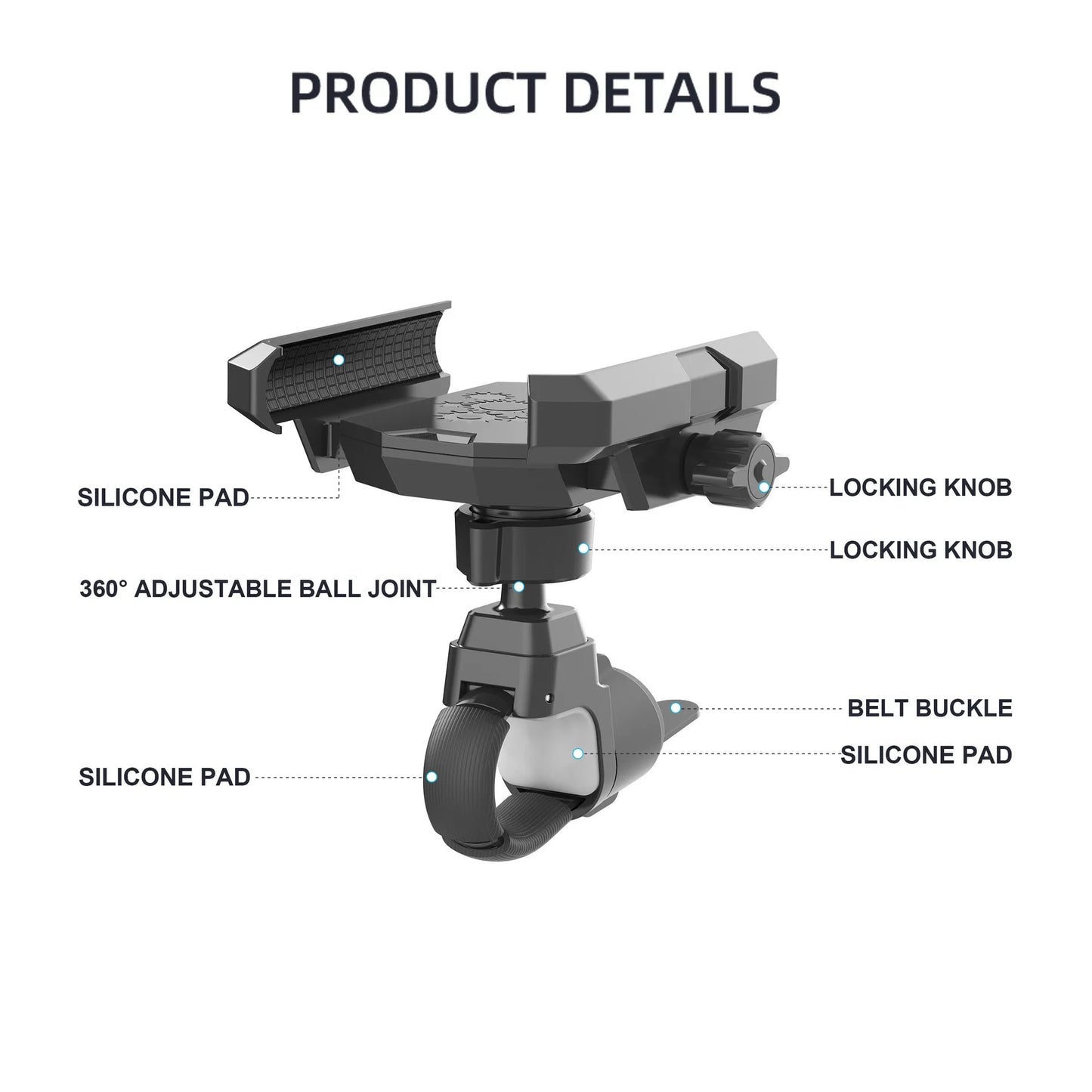 2025 New Universal Cell Phone Clamp for Stroller Phone Holder Shopping Cart Phone Holder Golf Cart Phone Holder Bike Phone Mount