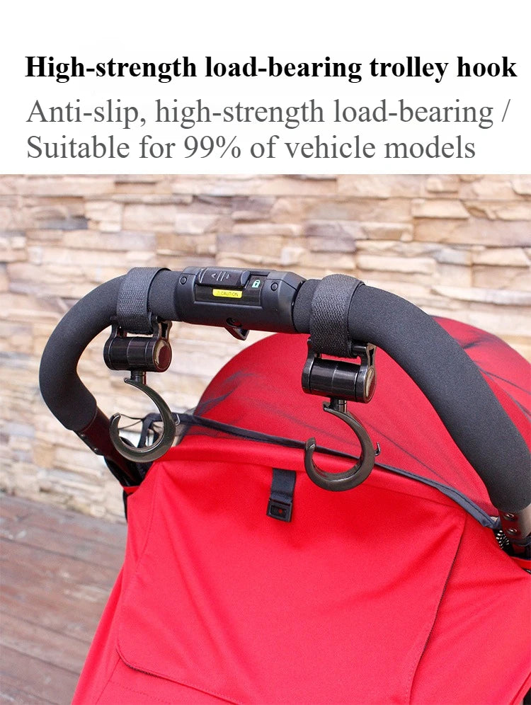 4pcs 360° Rotating Hooks for Stroller, Baby Carriage, Crib - Multi-Purpose Hanging Hooks