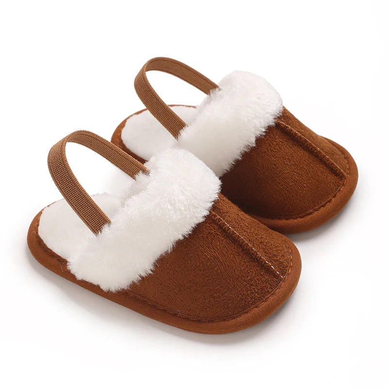 Cute Slippers for Babies Aged 0-18 Months, Suitable for Autumn And, Featuring Plush Lining for Warmth, Soft Soles for Comfort, A