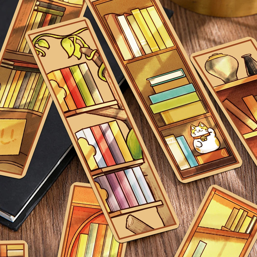 30pcs Creative Bookshelves Bookmarks Decoration Cards Reading Pages Books Labeled Aesthetic Bookmarks School Stationary Supplies