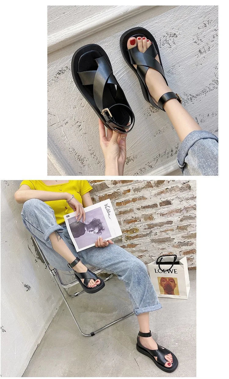 HOT Women's Sandals 2022 Summer Solid Color Comfortable Female Beach Shoes Chunky Sandals For Woman Non-Slip Shoe