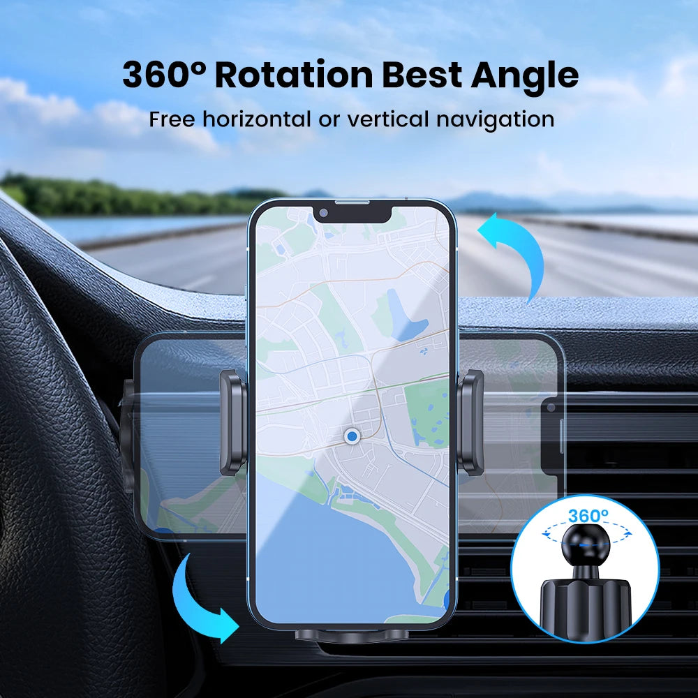 TOPK Phone Mount For Car Phone Holder Cell Phone Holder Hands Free Phone Stand For Car Vent Phone Mount Fit Smartphone Universal