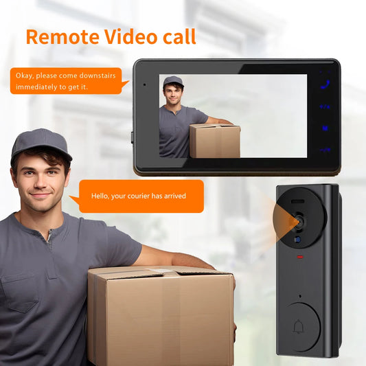 Intelligent Video Doorbell | 480P Display | Dual Audio | No WiFi Needed | Easy Button Control | Rechargeable Lithium Battery | I