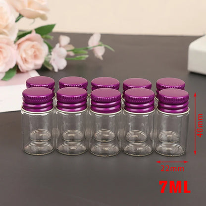 10PCS/lot  5/7/10/14/18/20/26ML Tiny Glass Jars Bottles Screw Cap Storage Jar Mini Containers GLASS Transparent Vial Bottles