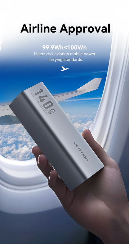 Vention Power Bank 140W 27000mAh Portable PD External Battery PowerBank 100W for Macbook Pro iPad iPhone Laptop Notebook Xiaomi
