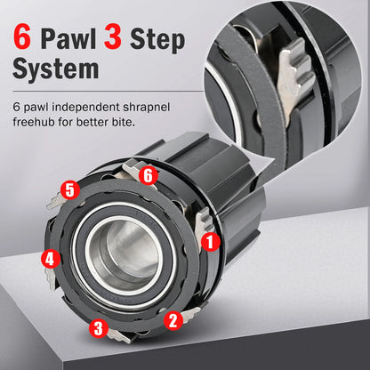 Nanlio Bicycle hubs X150 BOOST 6 Pawls 150T Noise 4 Bearing Hubs 110x15 148x12MM 8 9 10 11 12 Speed MTB Bike Hubs 28/32 Holes